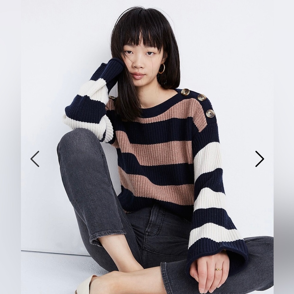 Madewell Calloway Boatneck Pullover Sweater in Stripe Mix
